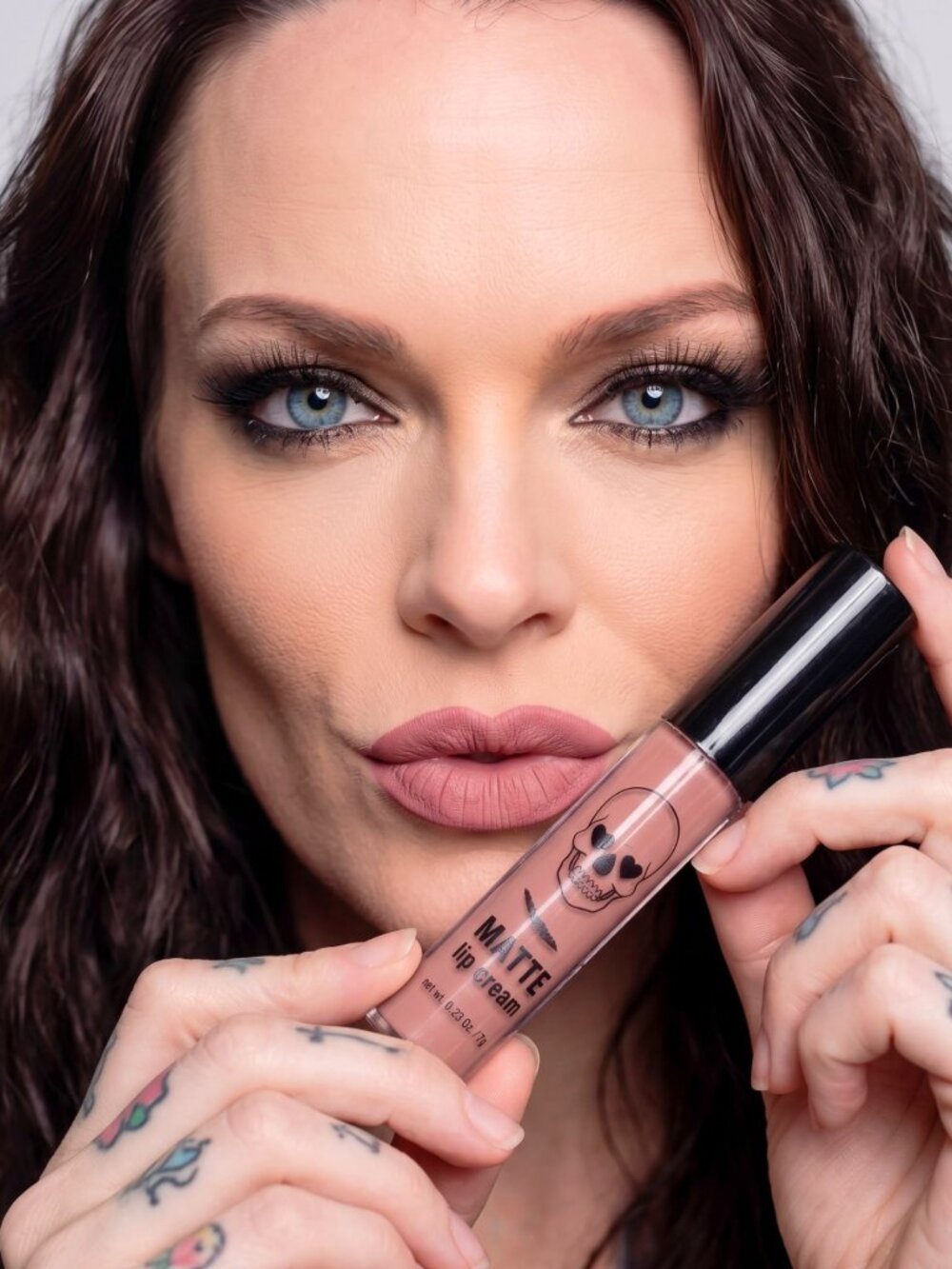 Blackheart Beauty Fresh AF Matte Lip Cream Pink Nude Skull Cami Liquid Gloss NWT